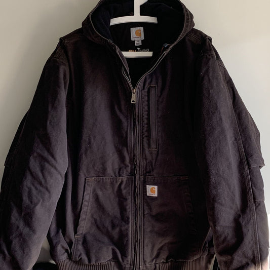 Brown Active Hooded Jacket with sherpa lining, Front Side