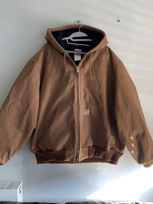 Brown Active Hooded Jacket, made in the USA