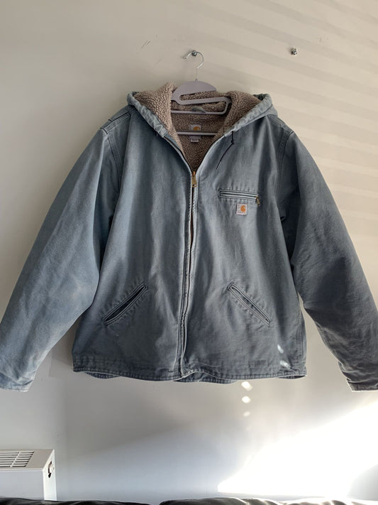 Vintage Baby Blue Carhartt Hooded Active Jacket, Front side